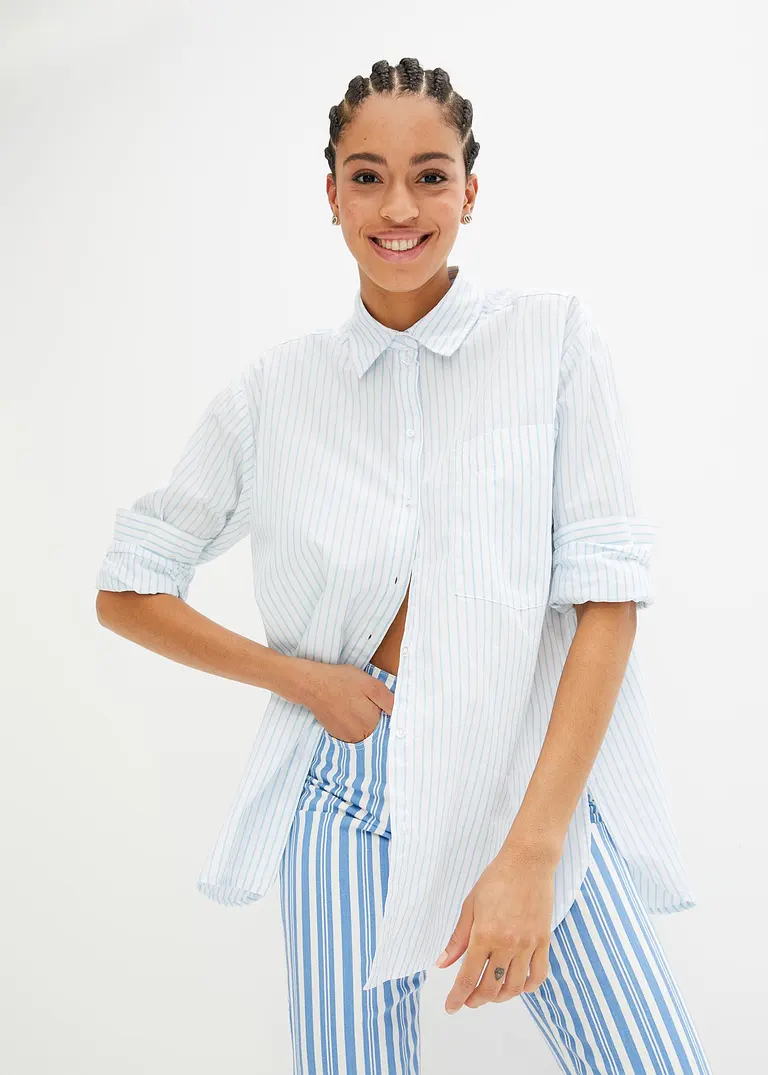 bonprix Oversized Bluse aus einem Bio-Baumwollstoff mit Webstruktur Black Friday