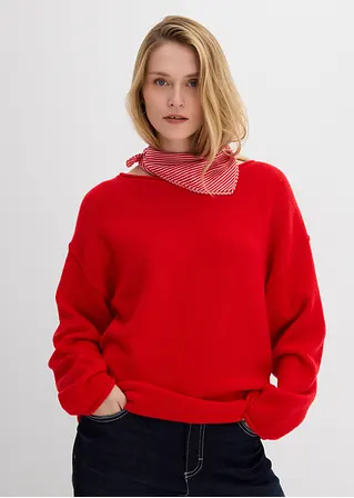 bonprix Lässiger Pullover mit weitem Ausschnitt - rot - Damen Osterangebot