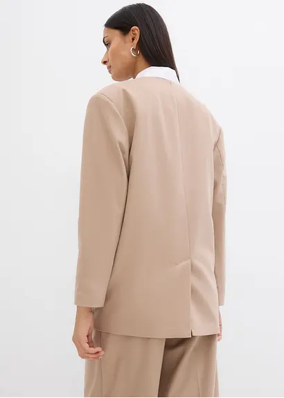 bonprix Oversize Blazer mit Taschen und Verschlussvarianten - beige Sonderangebote