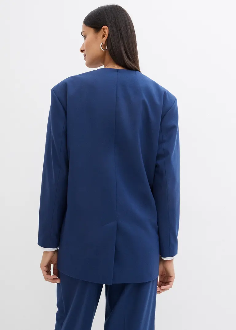 bonprix Oversize Blazer mit Taschen und Verschlussvarianten - blau Riesige Ersparnisse