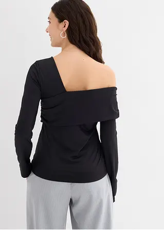 bonprix Figurbetonendes Langarmshirt mir asymmetrischem Ausschnitt und Raffungen Kostenlose Rückgabe