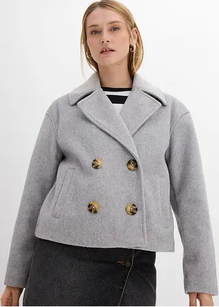 bonprix Kurze Cabanjacke mit breitem Revers - grau - Damen Letzte 3 Tage