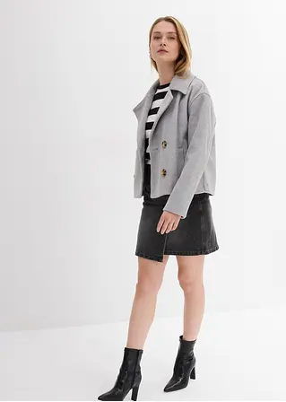 bonprix Kurze Cabanjacke mit breitem Revers - grau - Damen Letzte 3 Tage