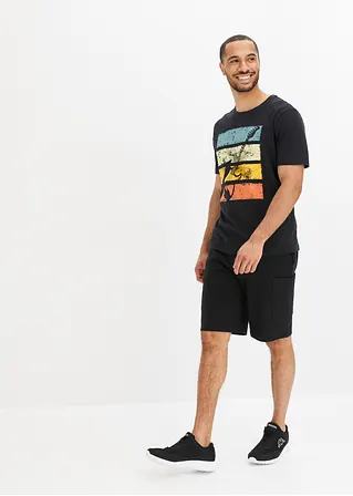 bonprix trendiges T-Shirt mit modernem Gitarren-Motiv vorne - schwarz Bis zu 60% Rabatt