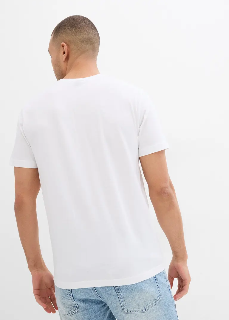 bonprix modernes T-Shirt mit V-Ausschnitt im günstigen Doppelpack - weiß Sonderangebot der Fabrik