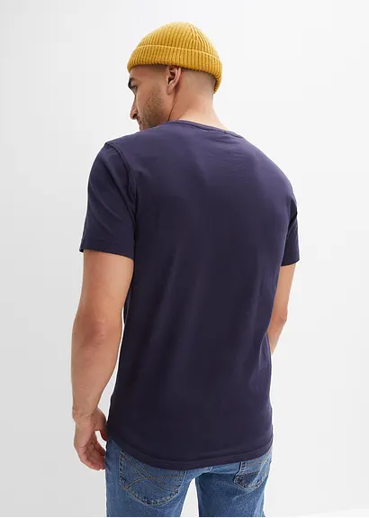 bonprix T-Shirt mit angesagtem Frontprint - blau - Herren Günstiger Verkauf