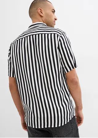 bonprix Modisches gestreiftes Kurzarmhemd in Regular Fit - schwarz Fabrikverkauf