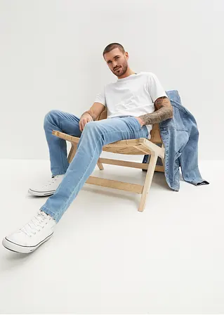 bonprix Modische Slim Fit Stretch-Jeans mit leichter Waschung - blau Fabrikpreis