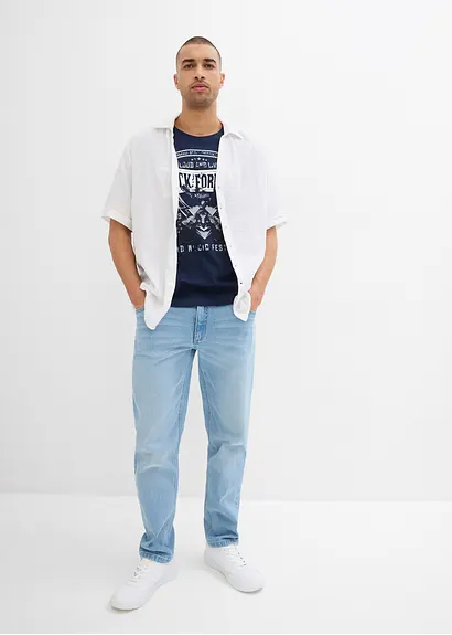 bonprix Kerniges T-Shirt aus reiner Baumwolle - blau - Herren Begrenztes Angebot