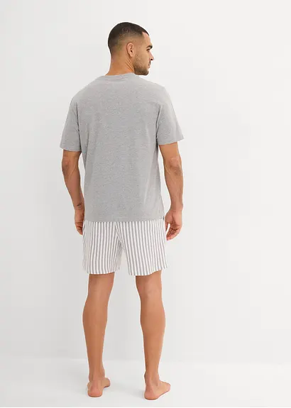 bonprix Gemütlicher Shorty mit Streifen - grau meliert/weiß gestreift Online Outlet