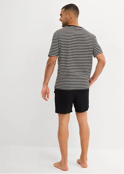 bonprix Gestreifter Shorty mit Hosentaschen - schwarz - Herren Tiefpreis