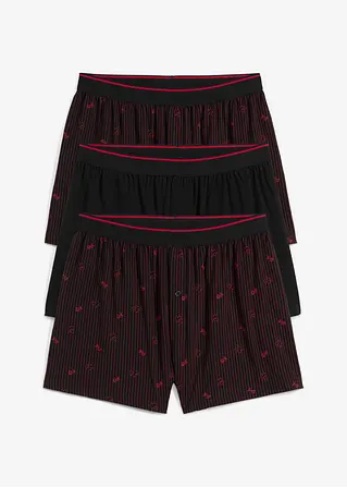 bonprix Lockere Jersey Boxershorts im 3er Pack - schwarz/rot Günstiger Verkauf
