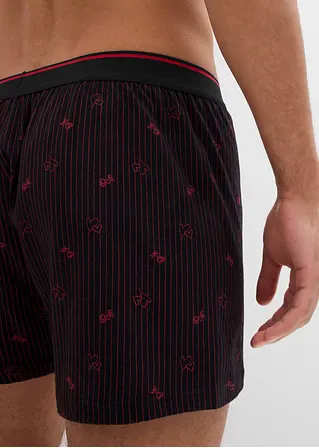 bonprix Lockere Jersey Boxershorts im 3er Pack - schwarz/rot Günstiger Verkauf