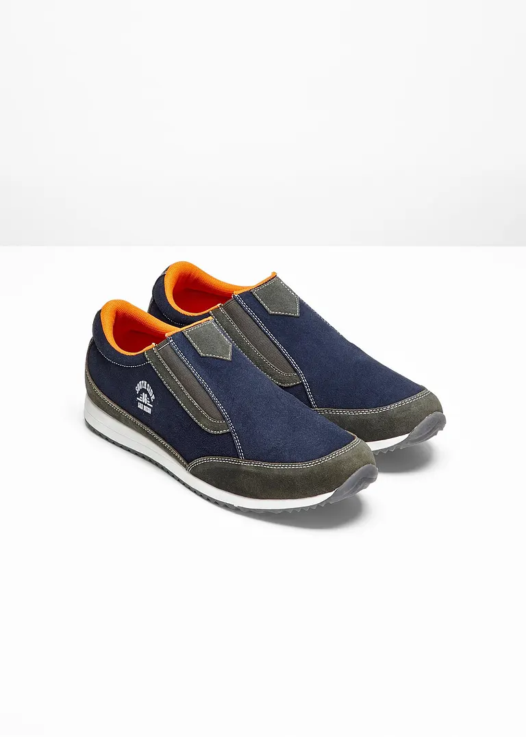 bonprix Stylisher Lederslipper mit Elastikeinsatz am Spann - blau Begrenztes Angebot