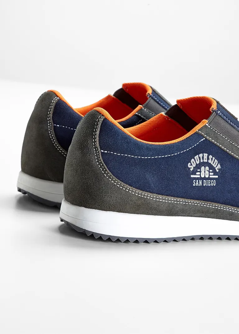 bonprix Stylisher Lederslipper mit Elastikeinsatz am Spann - blau Begrenztes Angebot