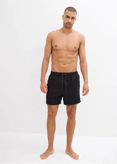 bonprix Modische Badeshorts mit seitlicher Tasche - schwarz Nur für heute