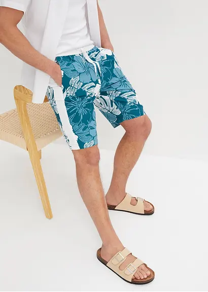 bonprix Sommerlich bedruckte Strand-Bermuda - petrol - Herren Kostenloser Versand international