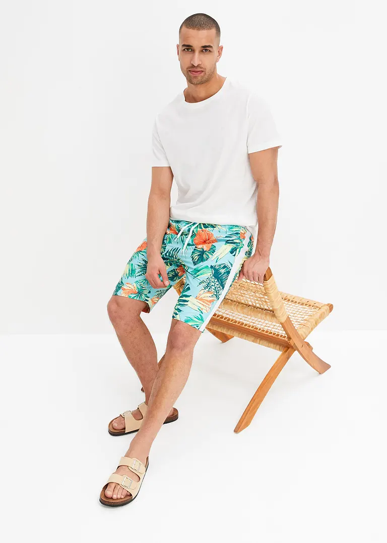 bonprix trendige Strandbermuda mit Allover-Druck - blau Fabrikladen