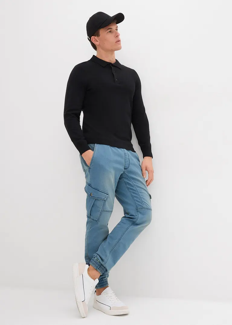 bonprix Pflegeleichtes Poloshirt in Feinstrick - schwarz Blitzverkäufe