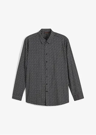 bonprix Modisch bedrucktes Langarmhemd im Regular Fit - schwarz Cyber Monday