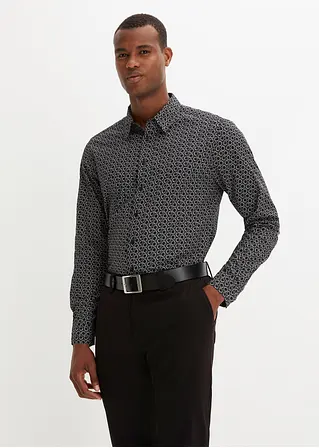 bonprix Modisch bedrucktes Langarmhemd im Regular Fit - schwarz Cyber Monday