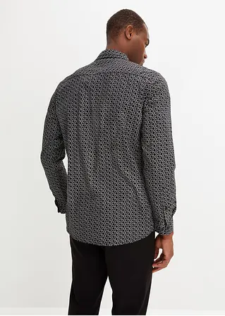 bonprix Modisch bedrucktes Langarmhemd im Regular Fit - schwarz Cyber Monday