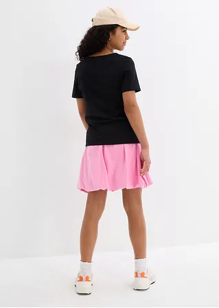 bonprix Schlichts Mädchen T-Shirt mit dekorativer Knopfleiste - schwarz Heißer Verkauf