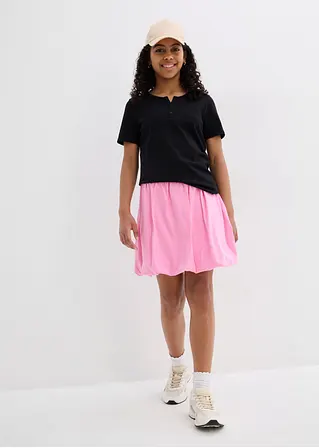 bonprix Schlichts Mädchen T-Shirt mit dekorativer Knopfleiste - schwarz Heißer Verkauf