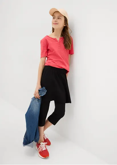 bonprix Mädchen Capri-Legging mit Rock aus elastischem Bio-Baumwoll-Mix Online Outlet