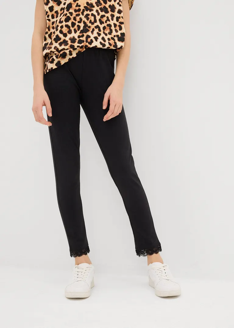 bonprix Mädchen Leggings im Bio-Baumwoll-Mix mit dekorativer Spitze Bis zu 50% Rabatt