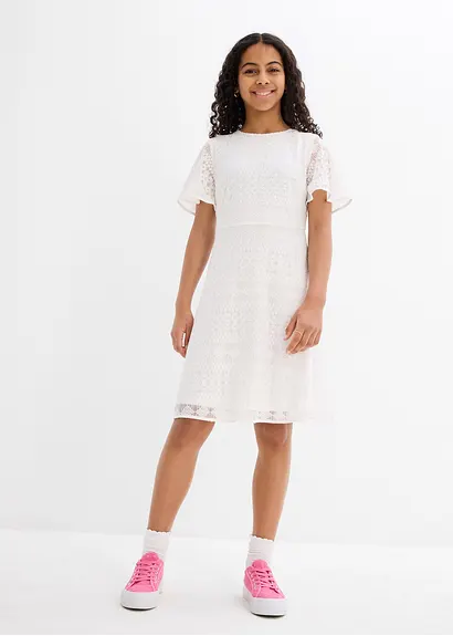 bonprix Süßes Mädchenkleid mit dekorativer Spitze - weiß Bis zu 60% Rabatt