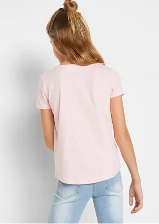 bonprix Tolles Mädchen T-Shirt mit Print - hellgrau meliert + puderrosa Riesige Rabatte