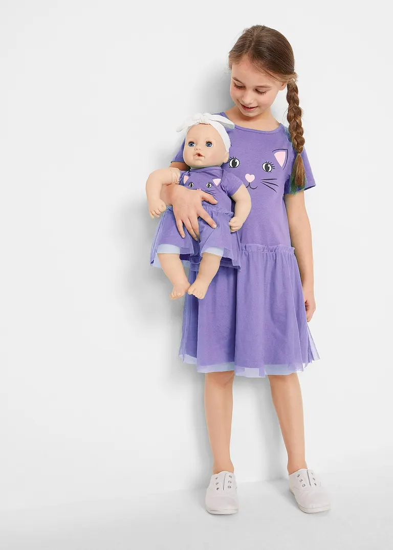 bonprix Set aus Mädchen Kleid und Puppenkleid - lila - Kinder 50% Rabatt für begrenzte Zeit