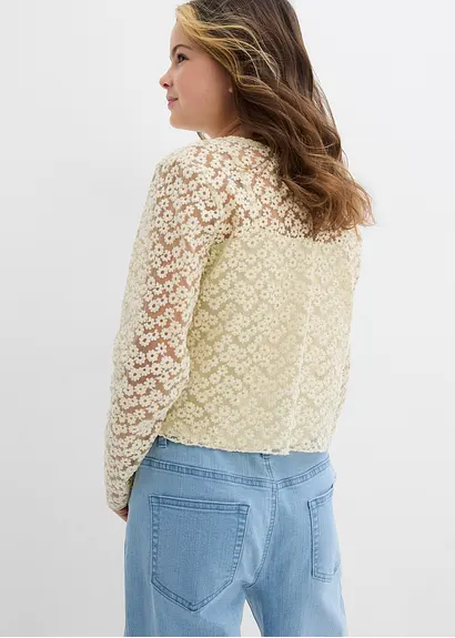 bonprix Verspielte Spitzenbluse mit eingenähtem Jerseytop - natur Outlet