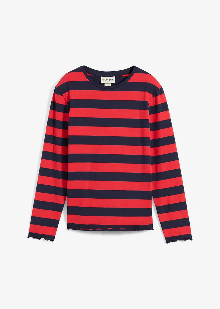 bonprix Mädchen Langarmshirt in Slim Fit aus Bio-Baumwolle - rot Hotsell