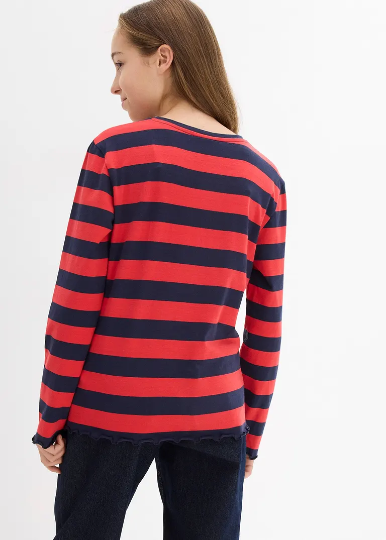 bonprix Mädchen Langarmshirt in Slim Fit aus Bio-Baumwolle - rot Hotsell