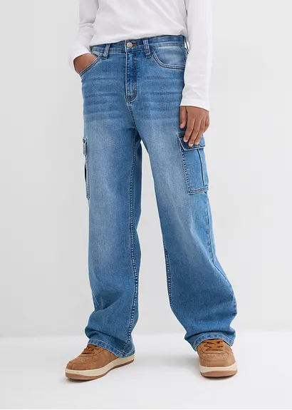 bonprix Angesagte Jungen Cargo-Jeans mit 6 Taschen - blau Meist gekauft
