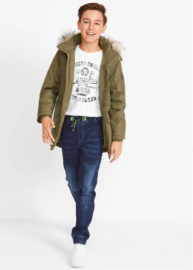 bonprix Coole Jungen Sweatjeans mit neonfarbenen Details am Bindeband Versandkostenfrei