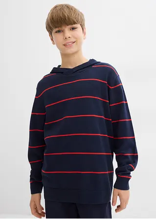 bonprix Jungen Streifenpullover mit Kapuze - blau - Kinder Muttertagsangebot