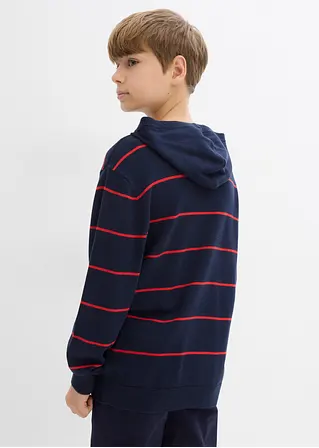 bonprix Jungen Streifenpullover mit Kapuze - blau - Kinder Muttertagsangebot