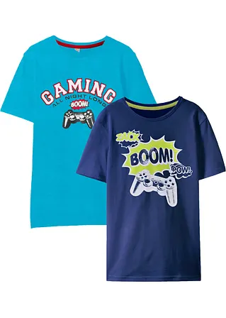 bonprix Bedrucktes T-Shirt im praktischen 2er-Pack - Kinder Valentinstagsangebot