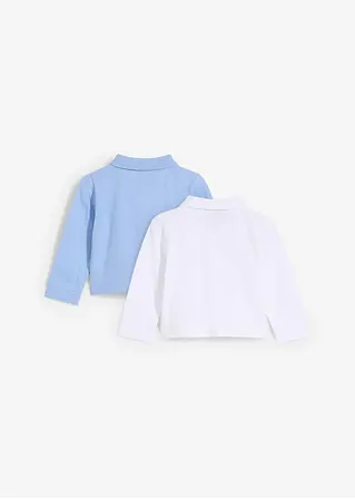 bonprix Praktisches Langarm-Poloshirt im 2er-Pack aus weichem Baumwollpikee Blitzangebot