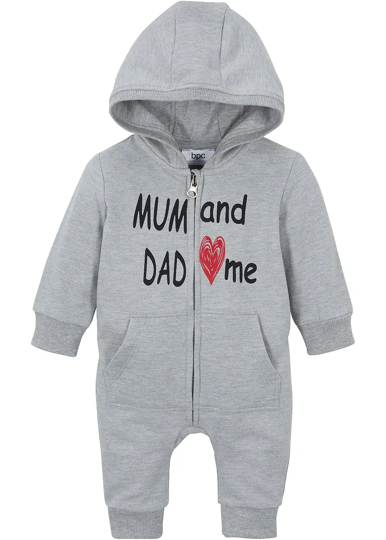 bonprix Angesagter Overall mit Print und Kapuze - grau - Kinder Zeitbegrenzte Promotion