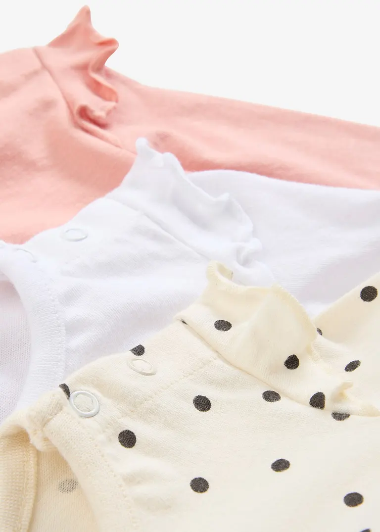 bonprix 3er Packung Baby Bodies mit Rüschen und Knöpfen an der Schulter und im Schritt Nur für heute