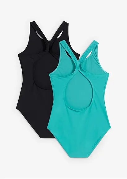 bonprix Sportlicher Badeanzug in 2 Farben im Doppelpack Clearance-Verkauf