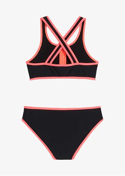 bonprix Sportlicher Bikini mit Reißverschluss Detail und Säumen in Kontrastfarbe Im Verkauf