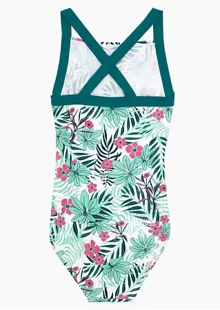 bonprix Schöner Mädchen Badeanzug mit floralem Muster - weiß Outlet