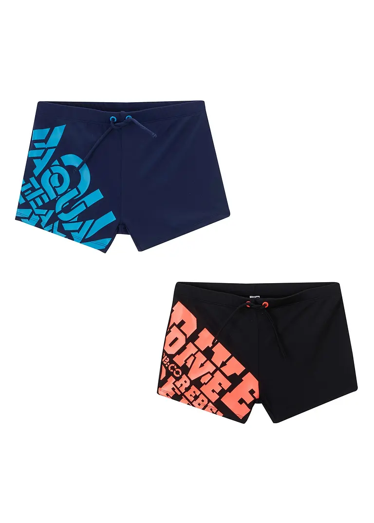 bonprix Tolle Badehose mit Print im 2er Pack - dunkelblau/schwarz Angebote