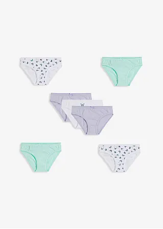 bonprix Schöner Mädchen Slip im 7er Pack. - weiß bedruckt+puderlila+mint Bestseller