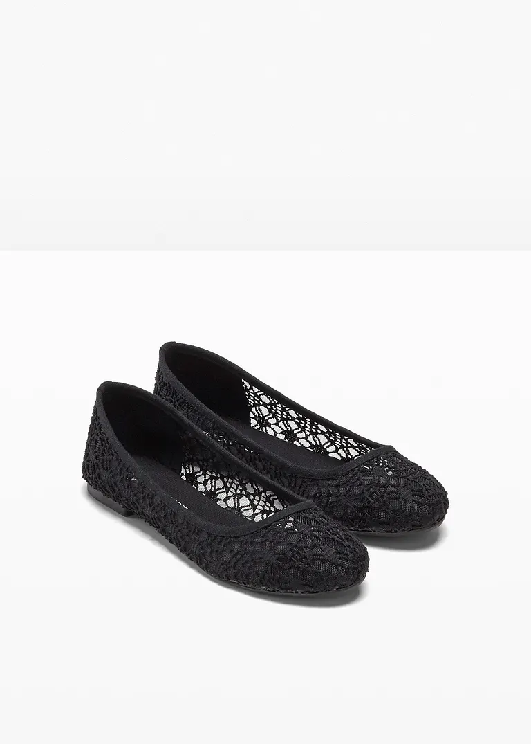bonprix Verspielte Ballerina mit Spitze - schwarz - Damen Neueste Stile